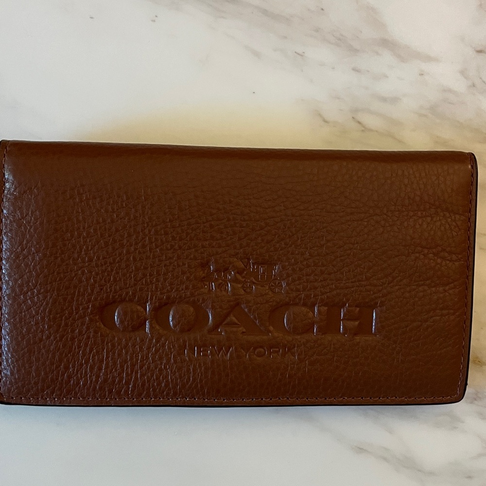 Coach Rich Brown Leather Clutch. Checkbook and wallet